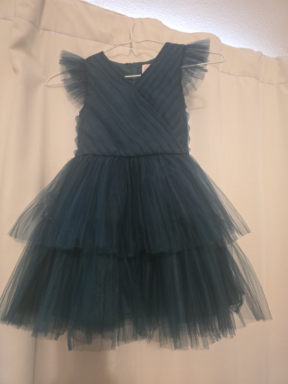 Girls Teal Tiered Tulle Dress - Sleeveless Party Dress